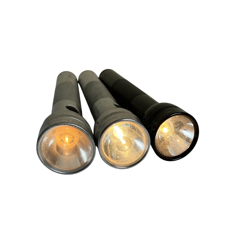 3 Mag Lite Maglite Flashlights Metal Aluminum Black D Cell Lot